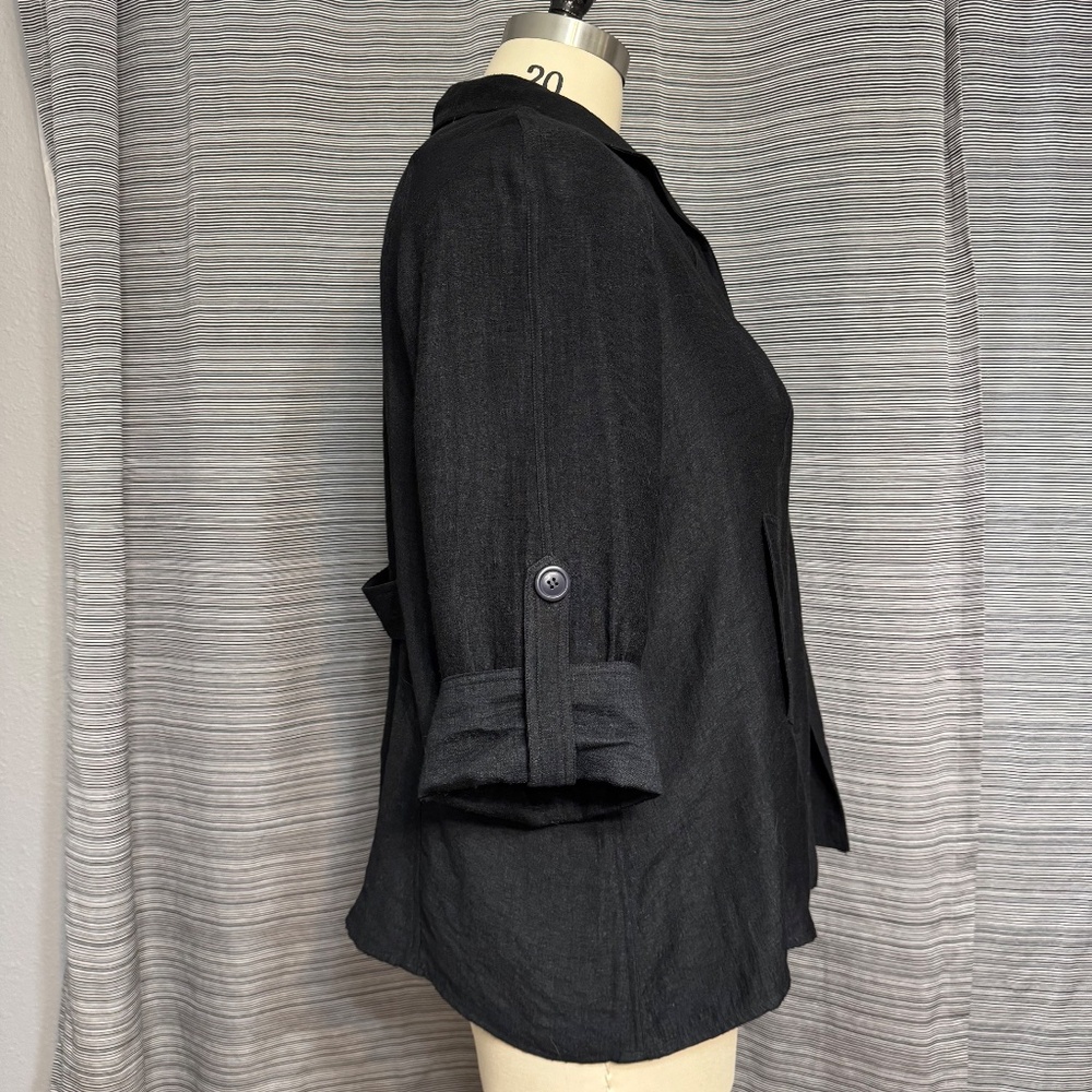 Norm Thompson Vintage Women’s Black Roll Sleeve Utility Blazer Plus Size 1X - Picture 4 of 8